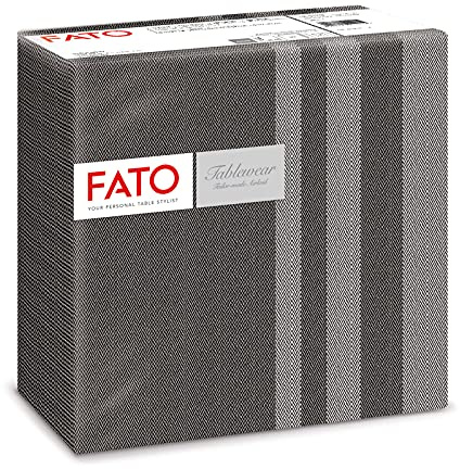 Fato - Trockene Papierservietten, Airlaid, Textileffekt, Packung mit 50 Servietten, Größe 40x40 gefaltet in 4, Schwarzes Tweed-Muster