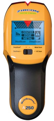 Zircon MultiScanner A250 Digitaler Leitungssuchgerät - Wandscanner und Leitungssucher für Holz, Metall und Leitungen - Multifunktional Ortungsgerät mit 3 Modi