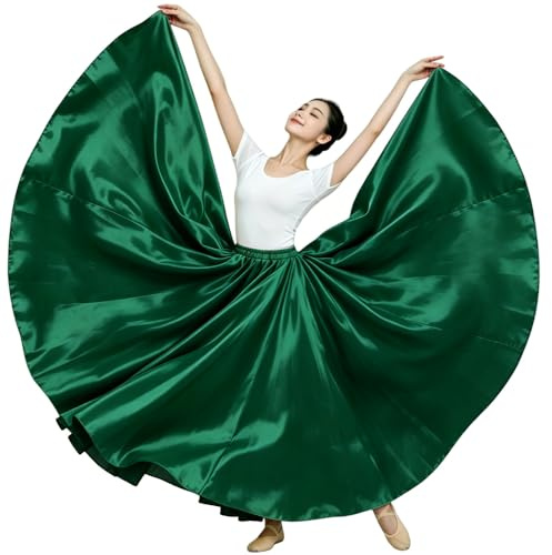 Backgarden, Gonna Lunga, da Donna, Elegante, 18, m, in Raso, per Danza del Ventre, Sala da Ballo, Verde Natalizio., Taglia Unica