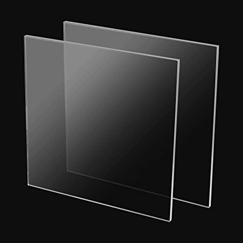 MUKCHAP 2 PCS Clear Acrylic Sheet, 300 x 300mm Plastic Thick Board, 10mm Square Panel for Signs, DIY Display Projects, Craft