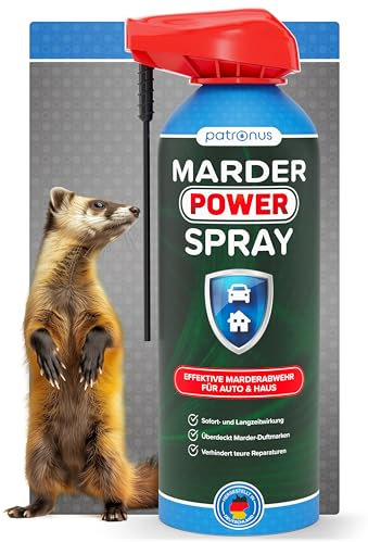 Patronus Marderspray Auto - effektive Marderabwehr fürs Auto - schneller Marderschutz mit zuverlässiger Sofortwirkung - Anti-Marder Spray zum Marder Vertreiben - Alternative zu Marderschreck - 400 ml