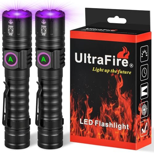 ULTRAFIRE UV Torch Rechargeable 395nm Blacklight Torch, Zoomable UV Light with Battery, for Resin Curing, Pet Urine Stains, Scorpion Hunting, Fluorescence Detection