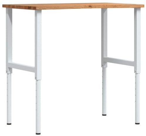 vidaXL Werkbank Hellbraun 100x60x(71,5-98) cm Massivholz Eiche, Arbeitstisch, Werkzeugbank, Werkbank Massivholz, Werktisch, Werkbank Holz
