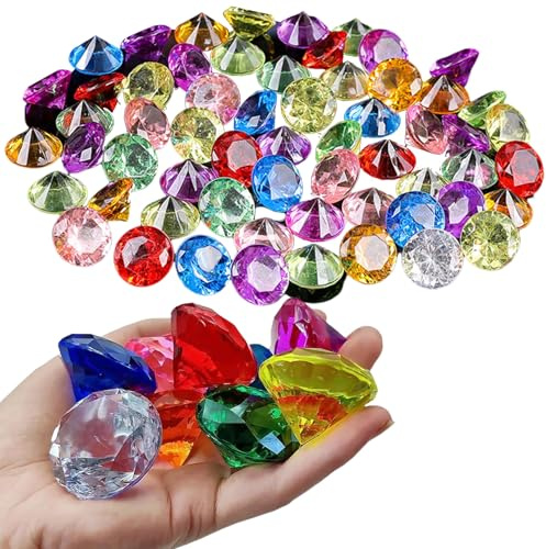 60 Pièces Faux Diamants de 20mm Multicolores pour Chasse au Trésor,Pierre Precieuse Enfant,Pierres Precieuses pour Enfants,Diamants Acryliques et Pierres pour Mariage,Faux Diamant Décoration de Table