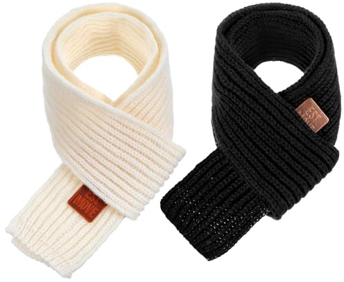 Abeillo 2 Pack Warm Kids Winter Knit Scarves Soft Knitted Neck Warmer Scarf Warm Scarves Wrap for Boys Girls
