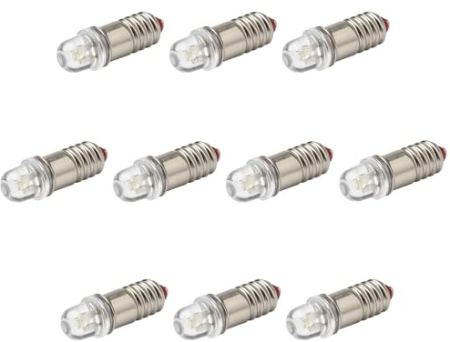10 Stück E5.5 LED 6V passend für Minatur Adventstern Eisenbahn warmweiß weiß kaltweiß rot grün Birne Lampe (warmweiß)
