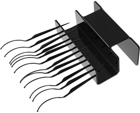 PRETYZOOM Organizador de Belleza para Pestañas Postizas de Plástico Negro con 12 Varillas Curvas, Soporte Profesional para Almacenamiento y Exhibición en Áreas de Maquillaje