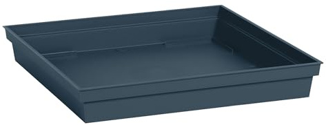 EDA - Soucoupe Carrée TOSCANE 40 cm - pour Pot de Fleur Carré Toscane 50 cm - 40 x 40 x H.5,9 cm - Bleu Jean