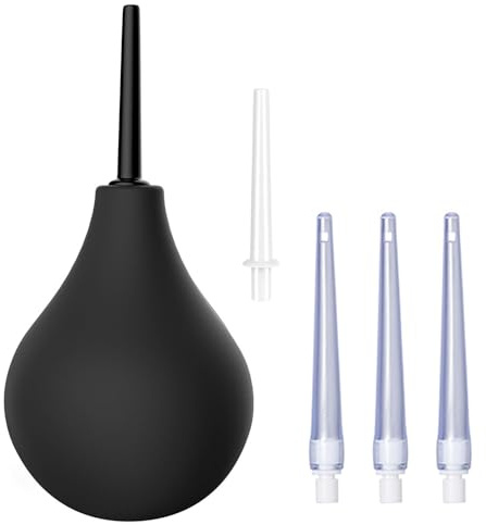 Enema Bulb Kit Anal Douche for Men Women 224ml Enema Kit for Colon Cleansing Made of Comfortable Silicone with 5 Nozzles