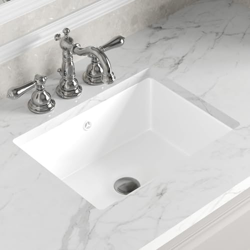 DeerValley Ally Lavello da bagno sottopiano 45,7 x 35,6 x 17,8 cm rettangolare lavabo da bagno sottotop moderno in ceramica bianca lavabo con troppopieno, DV-1U0477