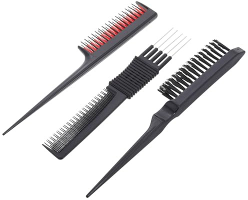OSALADI Set 3 Pettini per Cotonare e Pettine a Coda di Topo in Plastica Leggera, Styling Chioma Versatile per Donne e Uomini, Uso Domestico e Salone, Acconciature per Occasioni Speciali