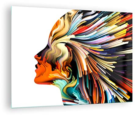 Vidrios decorativos efectos expresionismo chica fantasía Cuadro Sobre Vidrio Moderno 70x50cm Decoracion Salon Cocina Cuadros Pared Impresiones Impresión en Cristal Wall Art Prints GAA70x50-3083