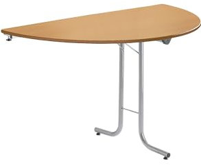 kaiserkraft | Anbautisch zu Klapptisch | Plattenform Halbkreis | 1400 x 700 mm | Gestell alufarben | Platte Buche-Dekor