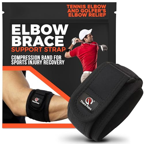 Thera Point Elbow Brace Support Strap, Tennis Elbow and Golfer’s Elbow Relief, Compression Band for Sports Injury Recovery (Large/X-Large 10 - 12)