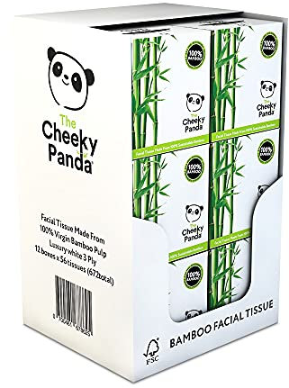The Cheeky Panda Bamboo Facial Tissues | 12 Cube Tissue Boxes | Soft Face Tissues | Plastic Free Tissues Box Multipack