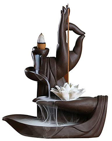 Support Brûle-encens à refoulement en céramique avec 20 cônes d'encens Ceramic Lotus