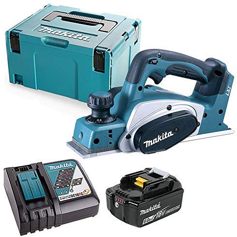 Makita DKP180 18V LXT Cordless 82mm Planer with 1 x 6.0Ah Battery, Charger & Case