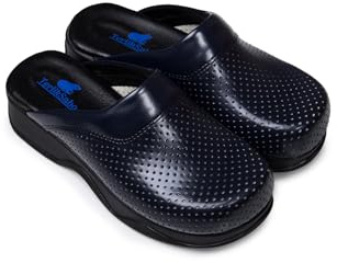 Terlik Sabo Classic ST045 Zuecos de Cuero Mules Zapatillas Zapatos Sabot, Mujer, Azul Marino, EU 39