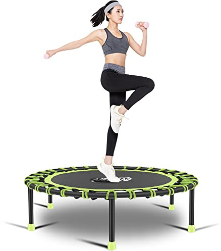 Newan Mini Trampoline de Fitness Silencieux de 101,6 cm – Rebounder d'intérieur pour Adultes – Meilleur entraînement de Cardio, Saut de Fitness, système de Corde élastique Couverte – Limite maximale