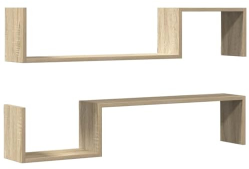 vidaXL Estantes de Pared 2 uds Madera de ingeniería Roble 100x15x20 cm