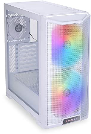 Lian Li Lancool 215 Mid-Tower PC Case - aRGB, Tempered Glass, White High Airflow Gaming Chassis