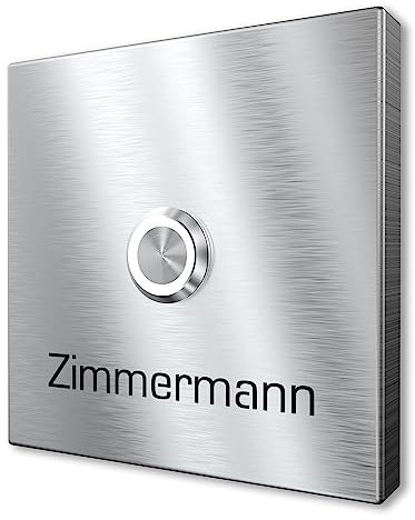 Placa de timbre de superficie de acero inoxidable V2A con grabado de Graviers Design - acero inoxidable - botón de timbre LED - timbre - Made in Germany