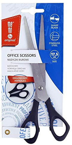 Amex Mebobe Office Scissors, Multi-Purpose Stainless Steel Office Scissors with Comfortable Grip, Rustproof Scissors, Multifunctional Scissors, Design Universal Scissors, Black 17.5 cm