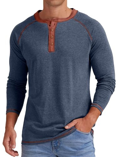 Camisa Henley de manga larga para hombre de algodón, camiseta casual Sailwind, XXL