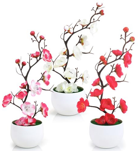 YAOYIN® 3er Set Kunstblumen Wie Echt, Kunstblumen im Topf (27cm), Kunstblumen Künstliche Pflanzen Blumen Deko, Künstliche Blumen im Topf, Für Deko Modern Wohnzimmer Balkon Schlafzimmer Tischdeko