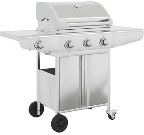 vidaXL Griglia Barbecue a Gas con 4 Bruciatori Argento in Acciaio