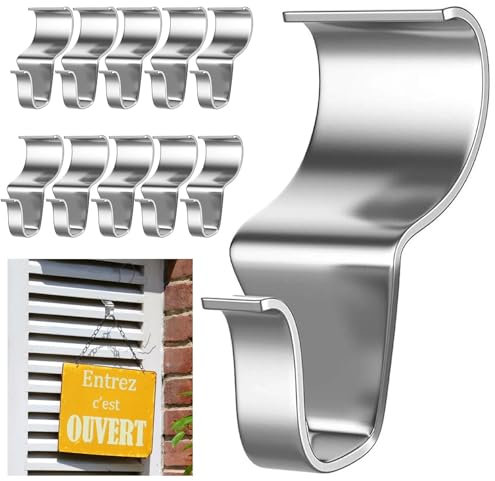 ganci per rivestimenti in vinile，Set di 10 Ganci per Appendiabiti da Porta，Ganci in Acciaio per Appendere Senza Bucare，Ganci a S per Appendere Strofinacci,Accappatoi e Decorazioni Esterne e Resistenti