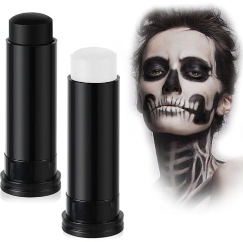 Aomig Pintura Facial en Barra, 2Pcs Palos Maquillaje Halloween, Pintura Facial de Camuflaje, Portátil Negro Palos de Maquillaje para Fiestas de Disfraces de Halloween Maquillaje Efectos Especiales