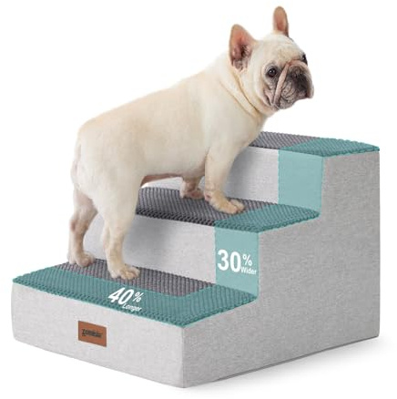 ZOMISIA Dog Steps for Couch - Extra Wide Pet Stairs for Small Dogs and Cats, Dog Steps with Non-Slip Bottom Grey 3 Steps, Grey