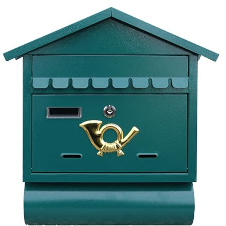 Utomhus Regn- och Rostsäker Postlåda I Metall, Väggmonterade Låsbara Postlådor med Tidningsfack, Kreativ och Snygg Brevlåda(Green)