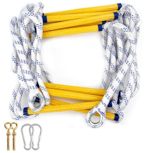 LUMSGN Échelle de Secours, échelle de sécurité Portable en Corde, échelle de Sauvetage Externe compacte et légère pour Maisons de 2 à 3 étages (18 m)