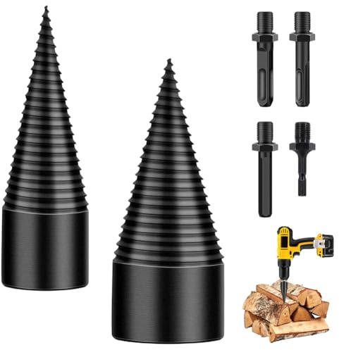 Umllpet borrkon träklyv, 45 mm + 32 mm skruv kon trä, borrkon träklyvsats med 4 st borrhandtag, träklyvborr för borrmaskin, stegborr träskärare för hushåll borrmaskin