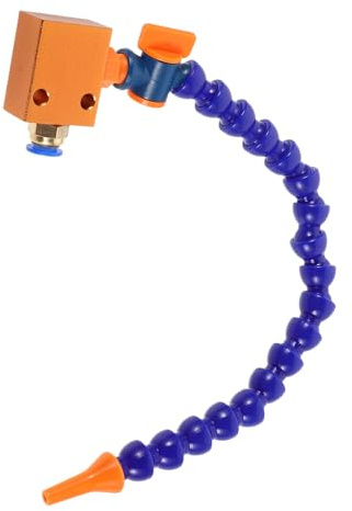 Ipetboom Bidirectional Air Nozzle Tip with Base and Flexible Snake Tube, Plastic Round Head Spray Nozzle for Machine Tool Cooling, Lathe Mist Coolant Spray System Compatible with CNC