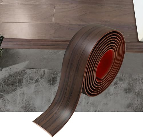 Zayejod 10M PVC Floor Transition Strip Self Adhesive，Brown Wood Grain 4CM | Vinyl Flat Floor Divider Strip Carpet Cover Strips Laminate Threshold Flooring Edge Trim for Joining Floor Tiles Gap Door Bar