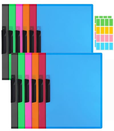YIPFEN Carpetas Plástico A4, Pack 12 Unidades, Cierre Elástico de Montaje Rápido con 2 Etiquetas Adhesivas, Carpeta Organizadora Segura para Documentos de Oficina y Estudio