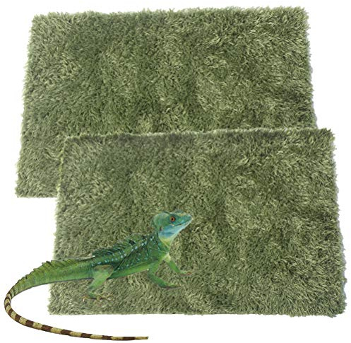 kathson 2pcs Reptile Carpet Terrarium Liner Tortoise Bedding Reptile Substrate Liner Mat Pet Cage Mats Supplies for Snakes Bearded Dragon Lizard Gecko Chameleon Turtles Iguana (19.68 X 11.81 in)