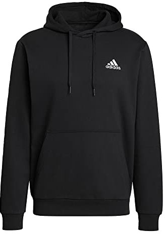 adidas Herren Essentials Fleece Hoodie, Black / White, XXL