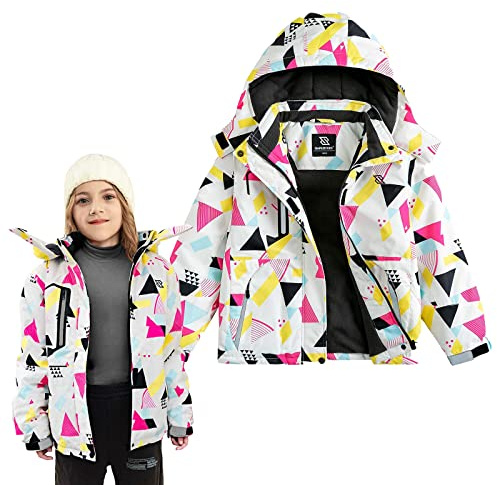 Simplee kids Girls Waterproof Snow Jacket Fleece Winter Windproof Ski Jackets for Toddler Girls Hooded Warm Coat