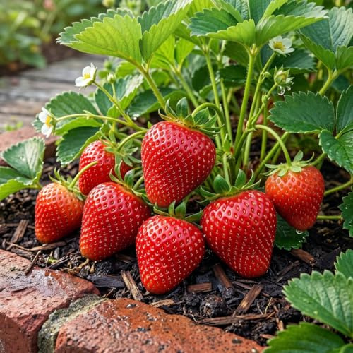 Jordgubbar Elsanta – 20 Frigo A+ Plantor – Snabbväxande – Kylda jordgubbsplantor från Holland – Vinterhärdig och flerårig – Självbefruktande – Fragaria × Ananassa – Inga frön