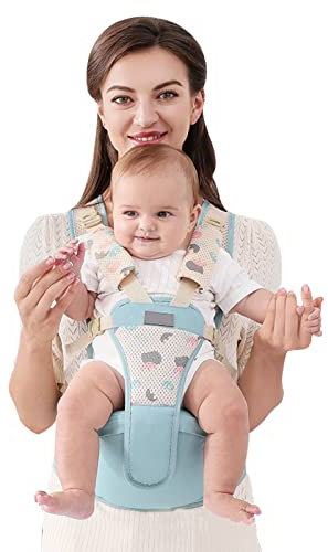 SONARIN Atmungsaktive Einfache Babytrage Hüftsitz,Multifunktionale Babytragetasche Baby Hüftsitz Kindertrage Ergonomische Baby Tragesystem Bauchtrage Rückentrage für 0-36 Monate(Grün)