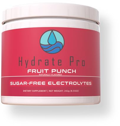 Hydrate Pro Clinical-Grade Electrolyte Powder | 45 Servings | 1000mg Sodium Formula | POTS & Dysautonomia Support | Sugar-Free (Fruit Punch)