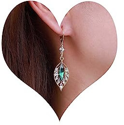 Inateannal Vintage Smaragd Blatt Ohrringe Strass Blatt Tropfen Ohrringe Grün Smaragd Baumeln Ohrringe Gold Kristall Blatt Reif Ohrringe Schmuck Für Frauen Und Mädchen