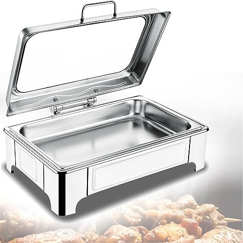 9L Acero Inoxidable Calentador de Comida, Calentador de Comida Chafing Dish, Recipiente para Calentar Comida Recubrimiento de Espejo para Catering Buffet y Fiesta,Monolattice