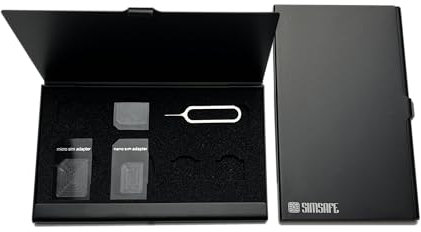 Simsafe Porte Cartes SIM Étui pour Cartes SIM | Rangement Cartes SIM | Adaptateurs Standard, Micro, Nano Inclus