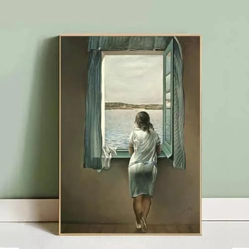 Salvador Dali Mujer en la ventana Pinturas en lienzo carteles e impresiones cuadros artísticos de pared para decoración de sala de estar 50x75cm sin marco