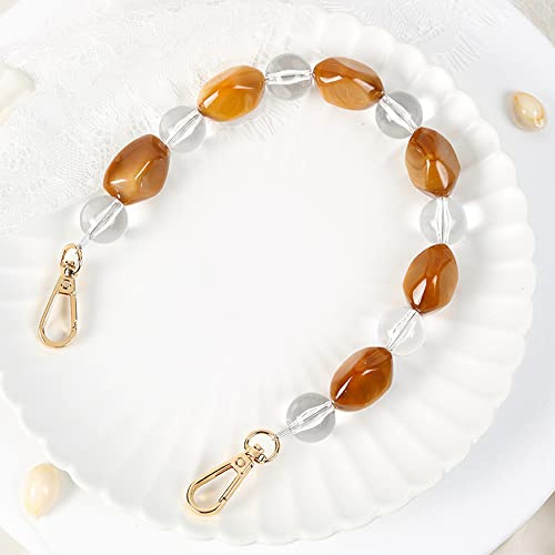 Anevous Collana da borsa in acrilico, 36,5 cm, con manico corto, decorativa, per borsa, per borsa, colore marrone chiaro
